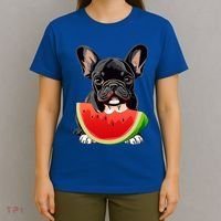 Funny French Bulldog Dog And Watermelon Slice Summer Vacation Gift T-Shirt thumb 4