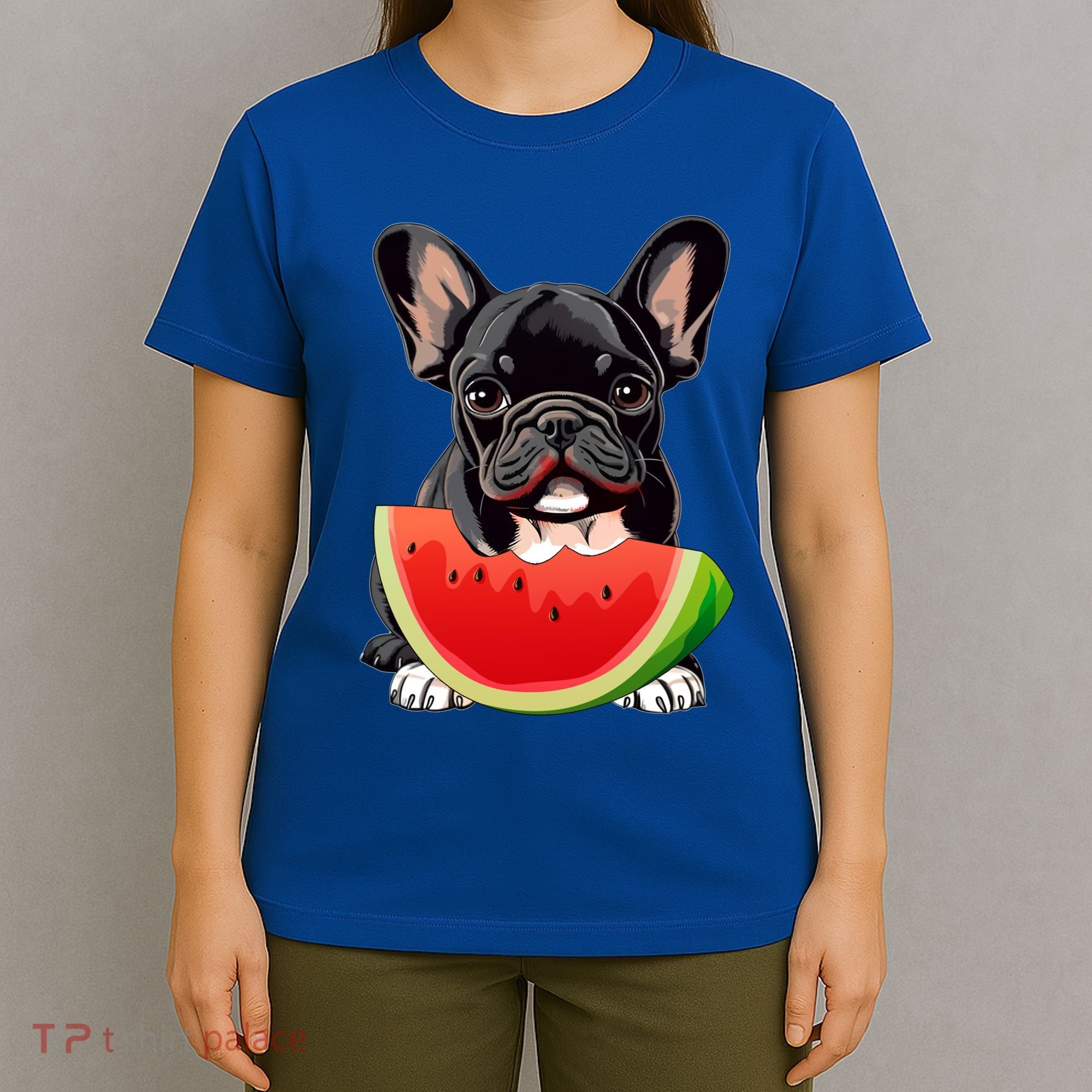 Funny French Bulldog Dog And Watermelon Slice Summer Vacation Gift T-Shirt