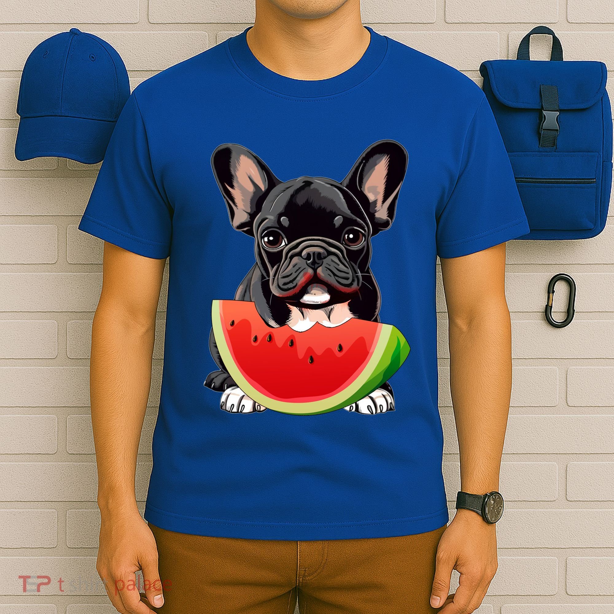 Funny French Bulldog Dog And Watermelon Slice Summer Vacation Gift T-Shirt