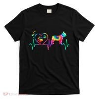 Frenchie French Bulldog Mom Dad Heartbeat Tie Dye Dog Gift T-Shirt thumb 0