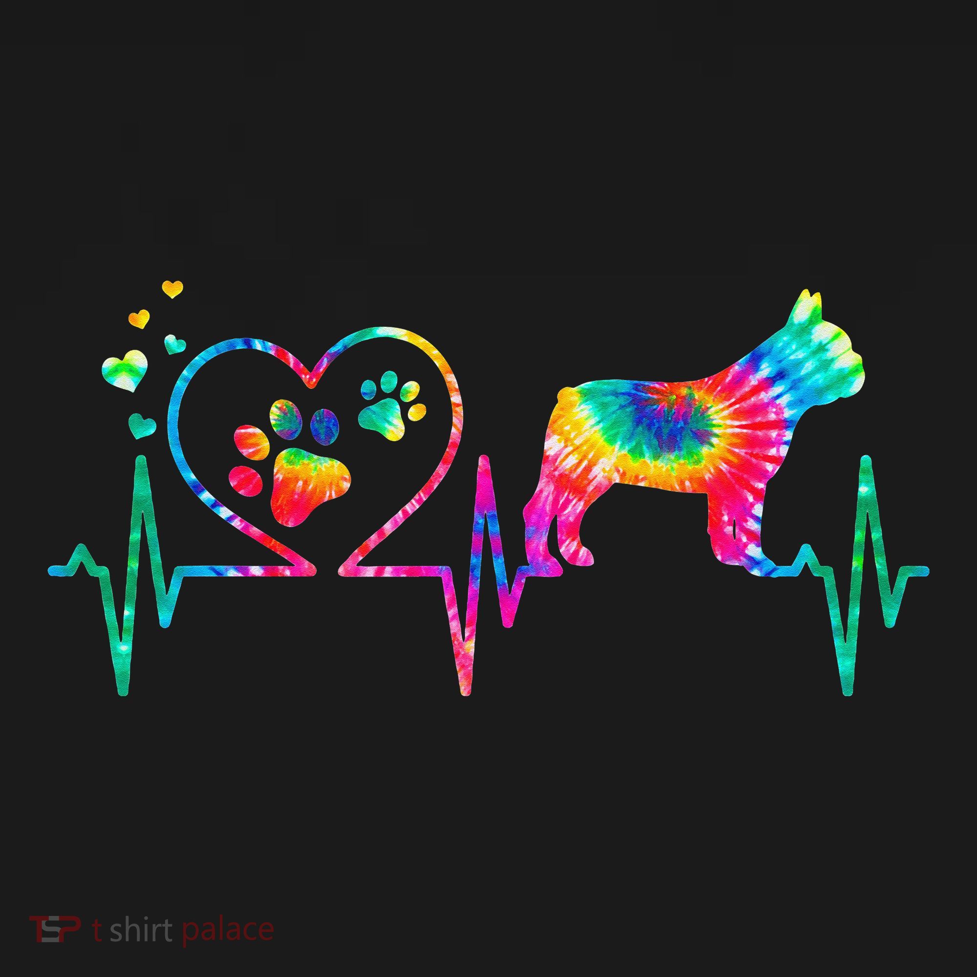 Frenchie French Bulldog Mom Dad Heartbeat Tie Dye Dog Gift Women's Hoodie