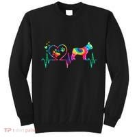 Frenchie French Bulldog Mom Dad Heartbeat Tie Dye Dog Gift Tall Sweatshirt thumb 0
