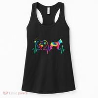 Frenchie French Bulldog Mom Dad Heartbeat Tie Dye Dog Gift Women's Tank Top thumb 0