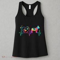 Frenchie French Bulldog Mom Dad Heartbeat Tie Dye Dog Gift Women's Tank Top thumb 3