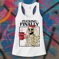 Fucking Finally Bride Or Die Death Do Us Bachelorette Party Women's Tank Top thumb 3