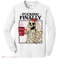 Fucking Finally Bride Or Die Death Do Us Bachelorette Party Kids Long Sleeve Shirt thumb 0