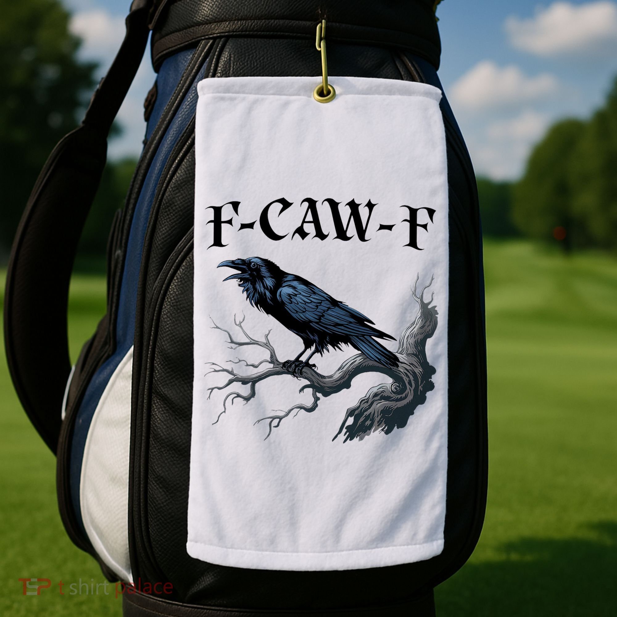 F-Caw-F Funny Black Bird Black Crow Golf Towel