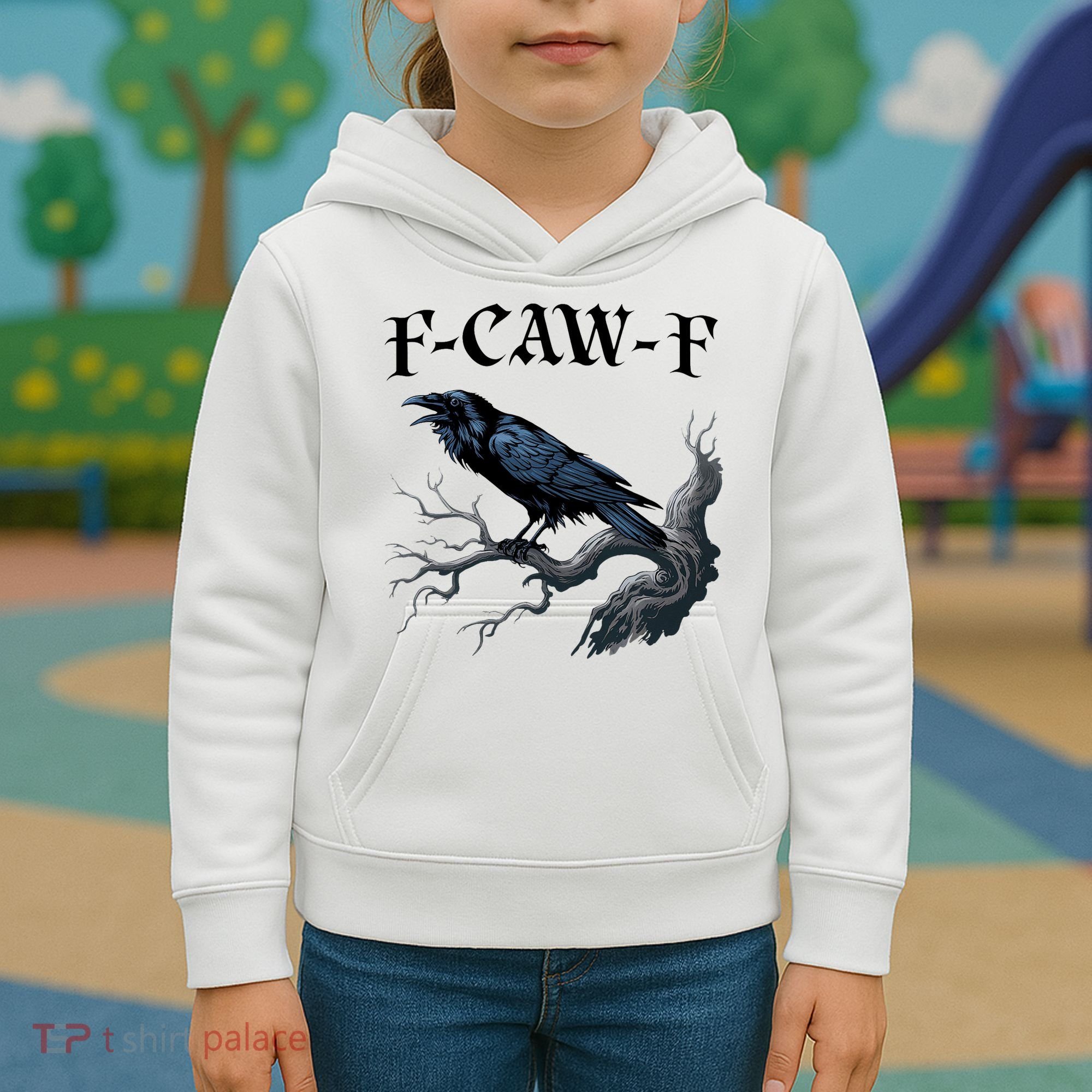 F-Caw-F Funny Black Bird Black Crow Kids Hoodie