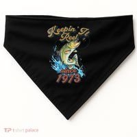 Funny Fishing Birthday Since 1973 Keepin It Reel USA-Made Doggie Bandana thumb 0