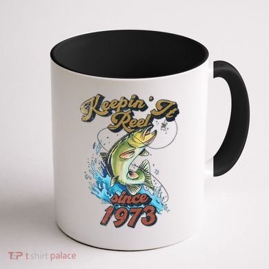 Funny Fishing Birthday Since 1973 Keepin It Reel Coffee Mug back