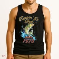 Funny Fishing Birthday Since 1973 Keepin It Reel Tank Top thumb 3
