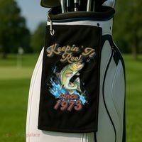 Funny Fishing Birthday Since 1973 Keepin It Reel Golf Towel thumb 2