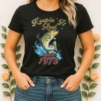 Funny Fishing Birthday Since 1973 Keepin It Reel Women's T-Shirt thumb 2