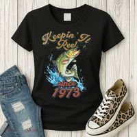 Funny Fishing Birthday Since 1973 Keepin It Reel Women's T-Shirt thumb 3