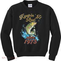 Funny Fishing Birthday Since 1973 Keepin It Reel Kids Sweatshirt thumb 0