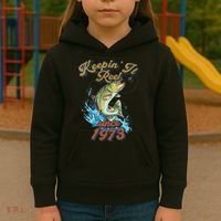 Funny Fishing Birthday Since 1973 Keepin It Reel Kids Hoodie thumb 3