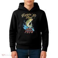 Funny Fishing Birthday Since 1973 Keepin It Reel Kids Hoodie thumb 4