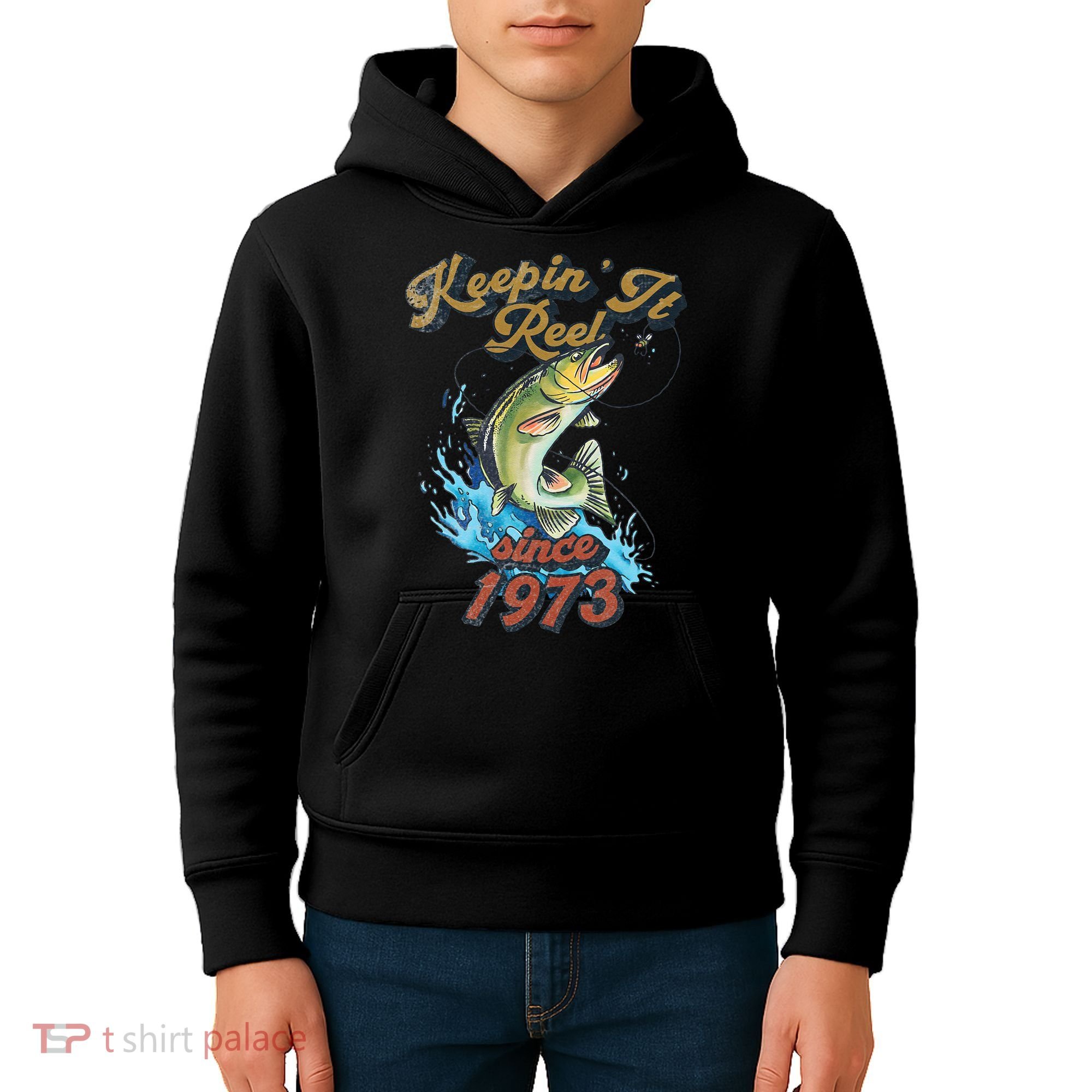 Funny Fishing Birthday Since 1973 Keepin It Reel Kids Hoodie