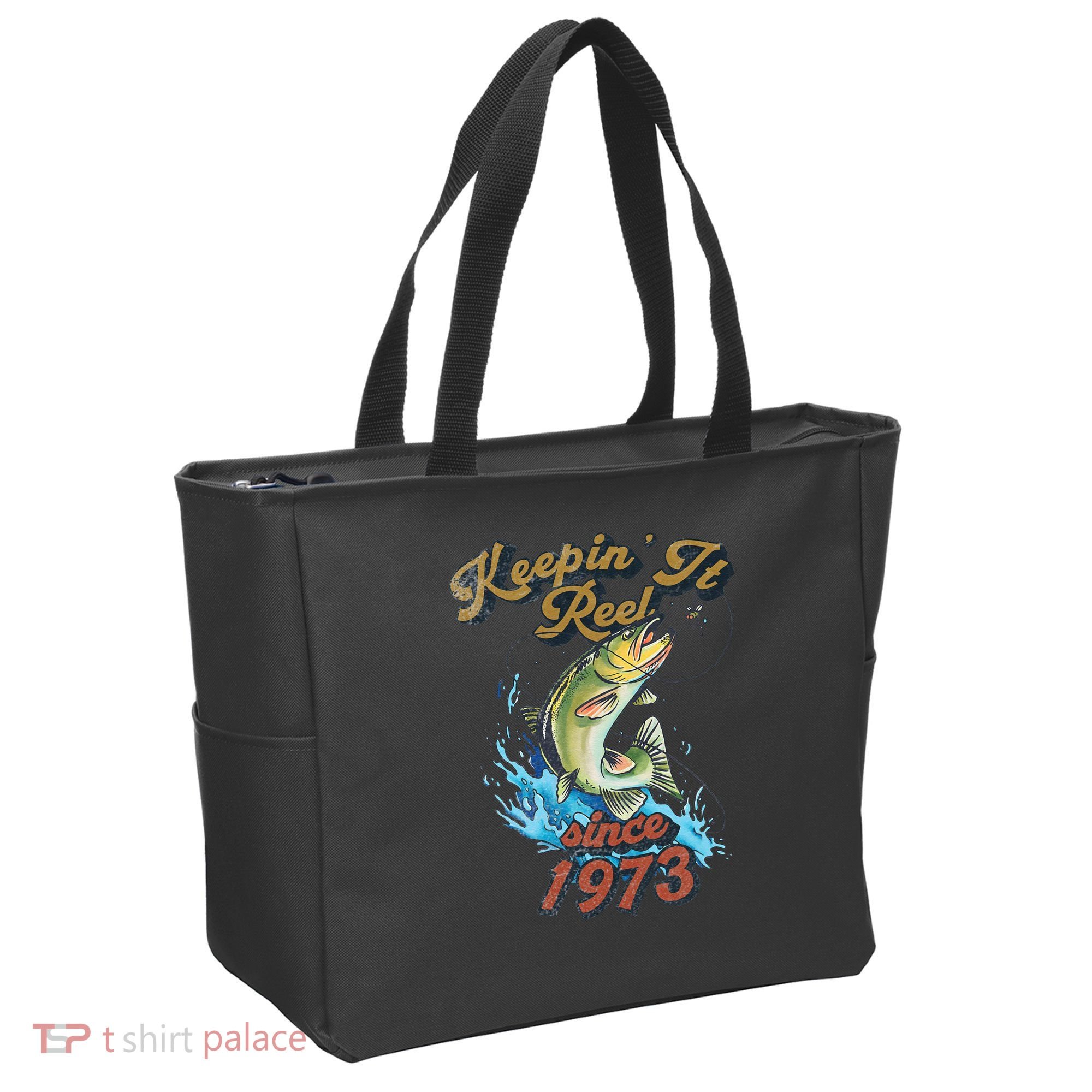 Funny Fishing Birthday Since 1973 Keepin It Reel Tote Bag