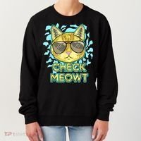 Funny Flirty Cat Pun Humor Cool Kitten Love Check Meowt Women's Sweatshirt thumb 0