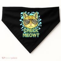 Funny Flirty Cat Pun Humor Cool Kitten Love Check Meowt USA-Made Doggie Bandana thumb 0