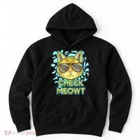 Funny Flirty Cat Pun Humor Cool Kitten Love Check Meowt Hoodie thumb 0