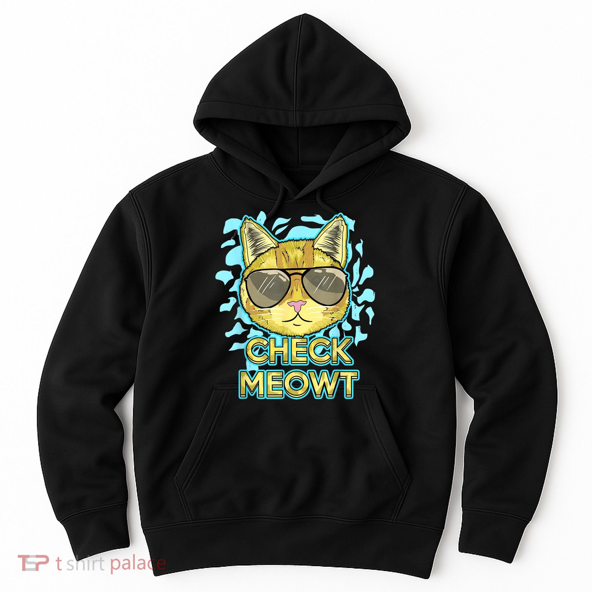 Funny Flirty Cat Pun Humor Cool Kitten Love Check Meowt Hoodie