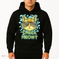 Funny Flirty Cat Pun Humor Cool Kitten Love Check Meowt Hoodie thumb 2