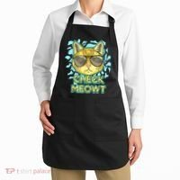 Funny Flirty Cat Pun Humor Cool Kitten Love Check Meowt Apron thumb 2