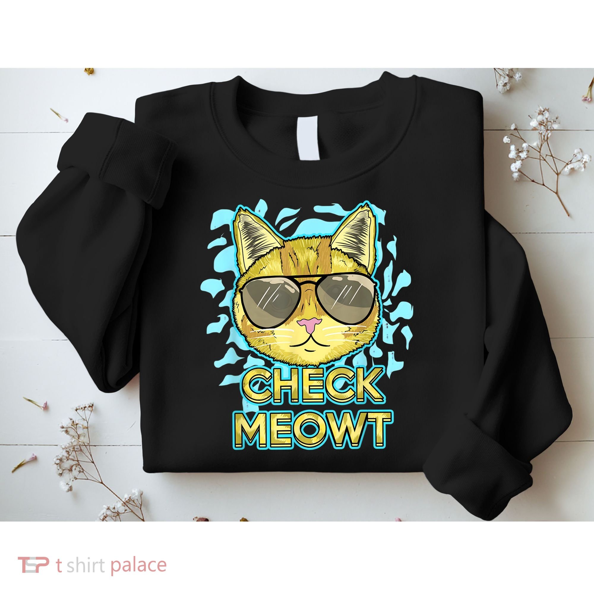Funny Flirty Cat Pun Humor Cool Kitten Love Check Meowt Sweatshirt
