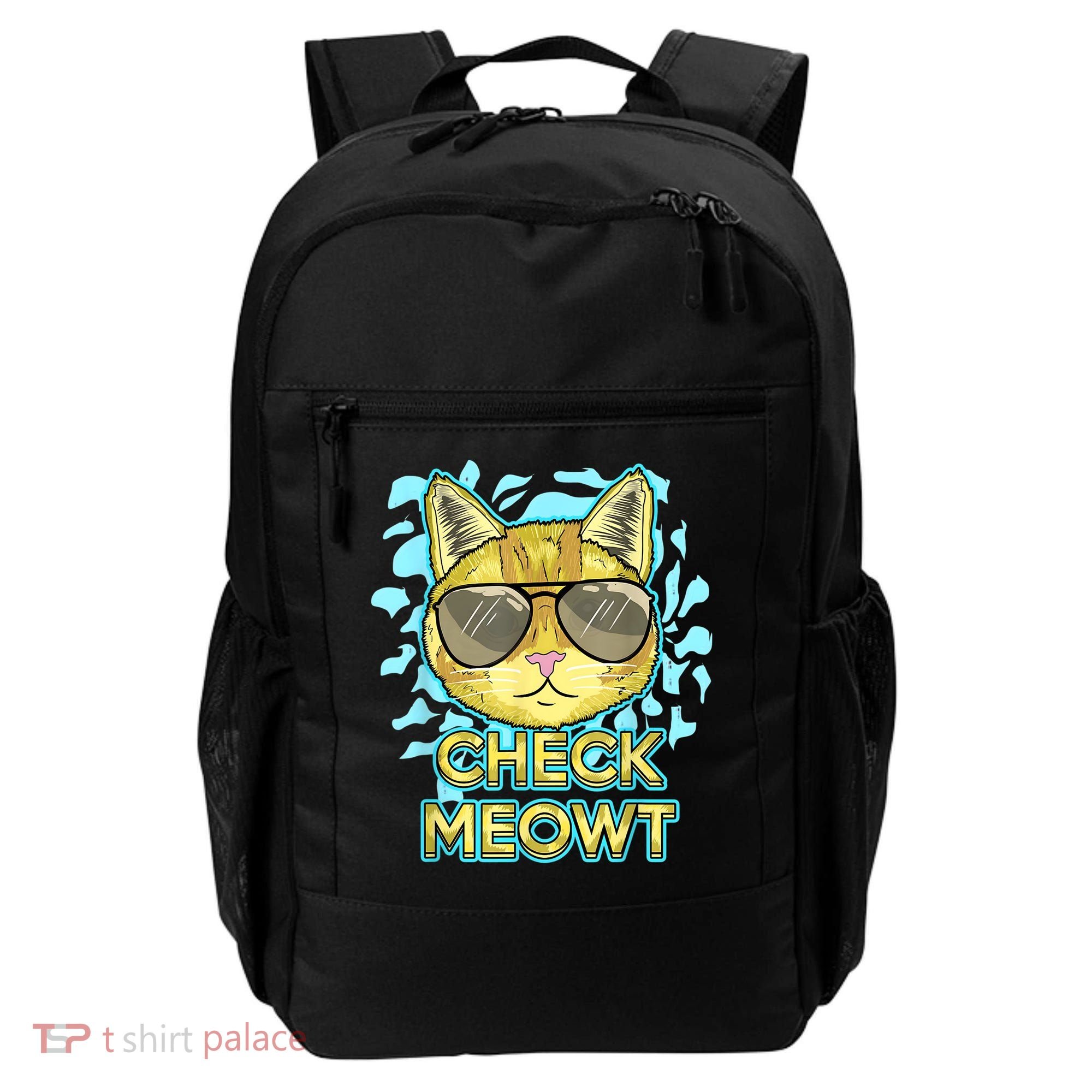Funny Flirty Cat Pun Humor Cool Kitten Love Check Meowt Backpack