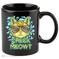 Funny Flirty Cat Pun Humor Cool Kitten Love Check Meowt 11oz C Handle Ceramic Mug thumb 0