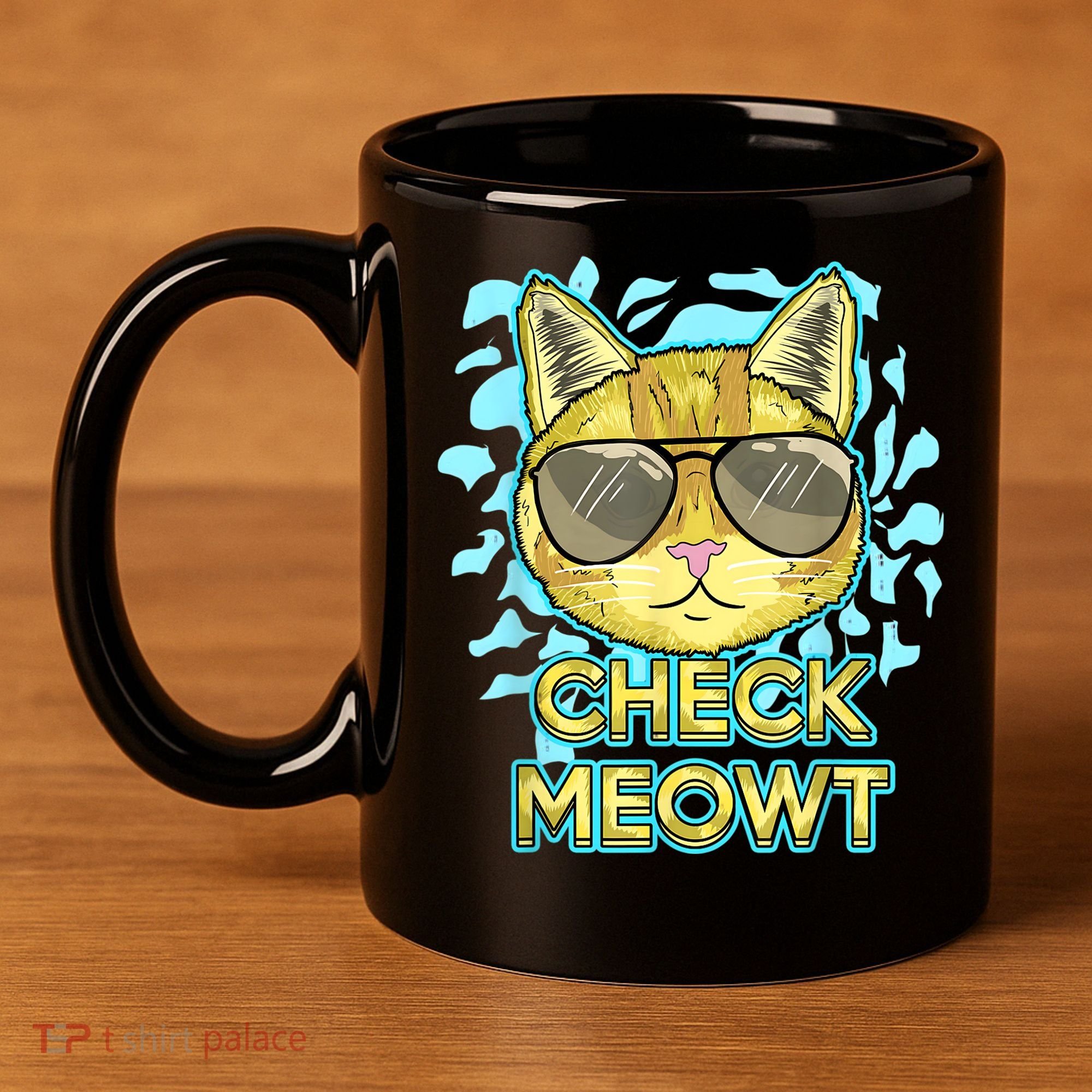 Funny Flirty Cat Pun Humor Cool Kitten Love Check Meowt 11oz C Handle Ceramic Mug