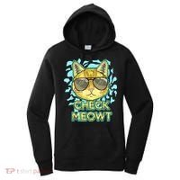 Funny Flirty Cat Pun Humor Cool Kitten Love Check Meowt Women's Hoodie thumb 0