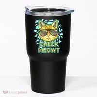 Funny Flirty Cat Pun Humor Cool Kitten Love Check Meowt Tumbler thumb 0
