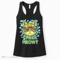 Funny Flirty Cat Pun Humor Cool Kitten Love Check Meowt Women's Tank Top thumb 0