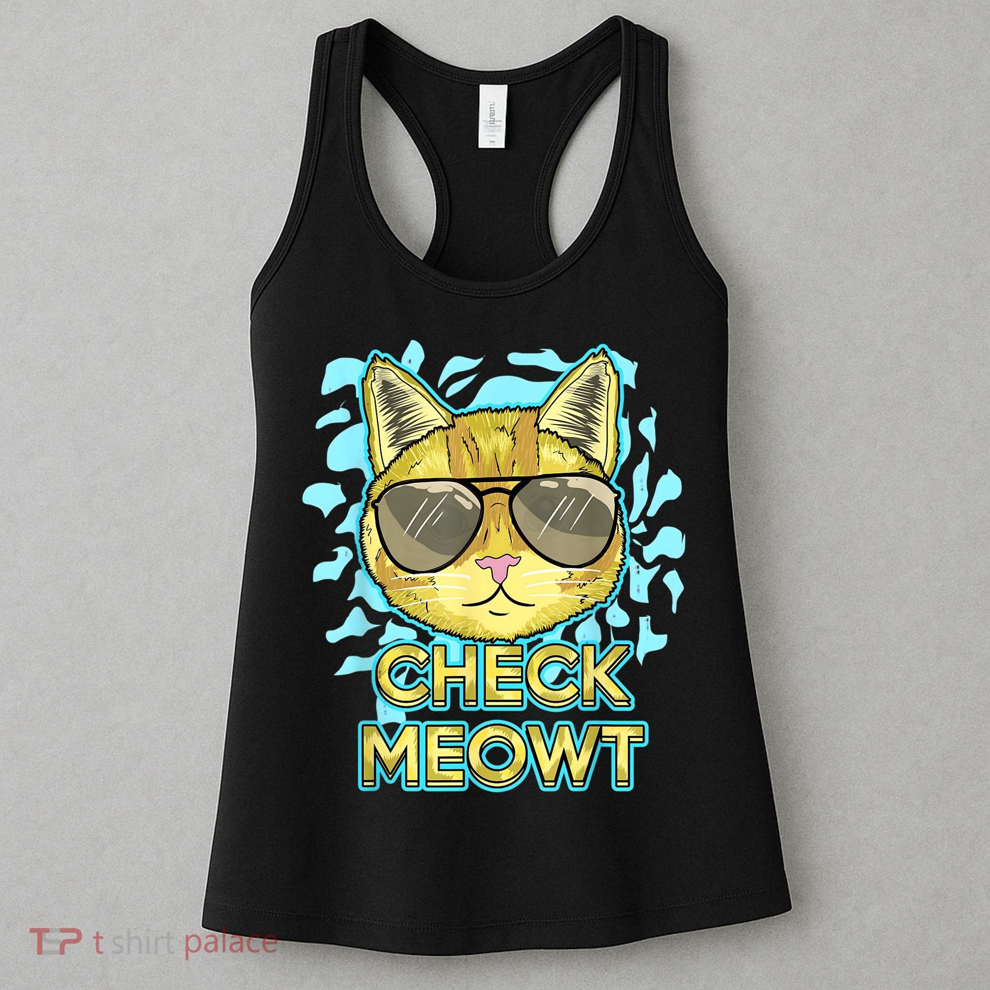 Funny Flirty Cat Pun Humor Cool Kitten Love Check Meowt Women's Tank Top