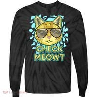 Funny Flirty Cat Pun Humor Cool Kitten Love Check Meowt Tie-Dye Long Sleeve Shirt thumb 0