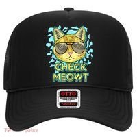Funny Flirty Cat Pun Humor Cool Kitten Love Check Meowt Hat thumb 0
