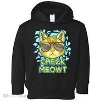 Funny Flirty Cat Pun Humor Cool Kitten Love Check Meowt Toddler Hoodie thumb 0