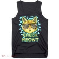 Funny Flirty Cat Pun Humor Cool Kitten Love Check Meowt Tank Top thumb 0