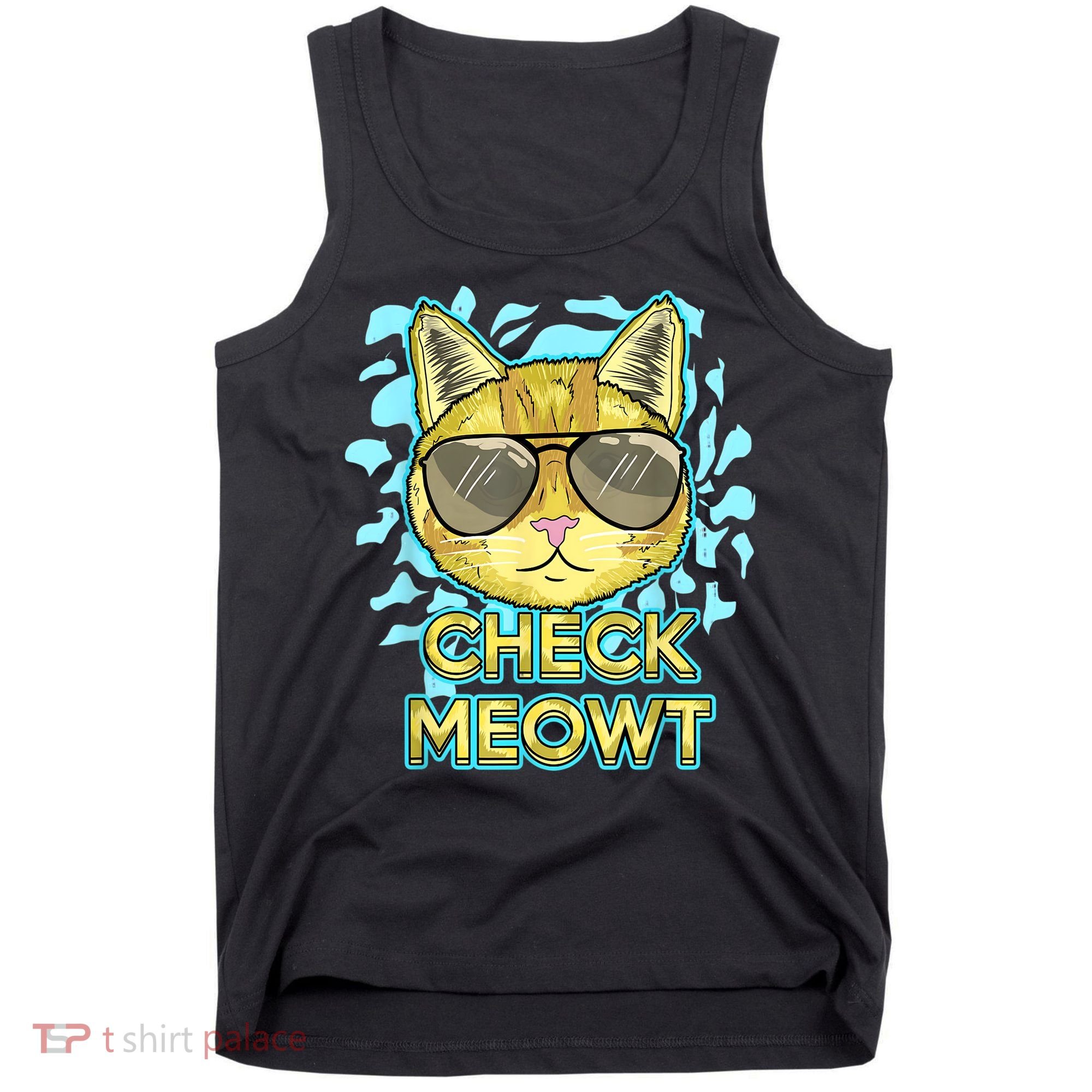 Funny Flirty Cat Pun Humor Cool Kitten Love Check Meowt Tank Top