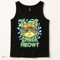 Funny Flirty Cat Pun Humor Cool Kitten Love Check Meowt Tank Top thumb 2