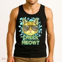 Funny Flirty Cat Pun Humor Cool Kitten Love Check Meowt Tank Top thumb 3