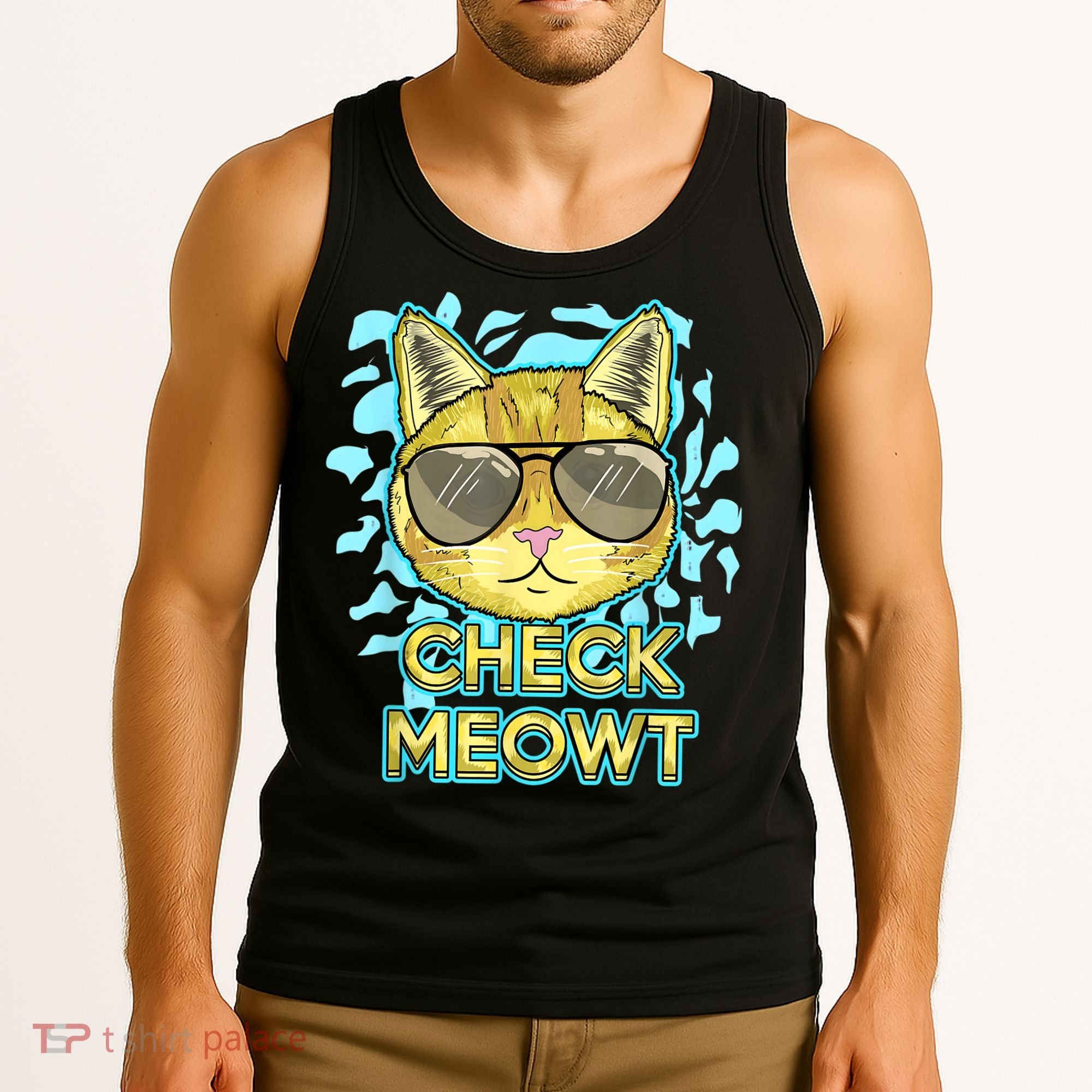 Funny Flirty Cat Pun Humor Cool Kitten Love Check Meowt Tank Top