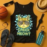 Funny Flirty Cat Pun Humor Cool Kitten Love Check Meowt Tank Top thumb 4