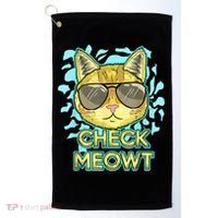 Funny Flirty Cat Pun Humor Cool Kitten Love Check Meowt Golf Towel thumb 0