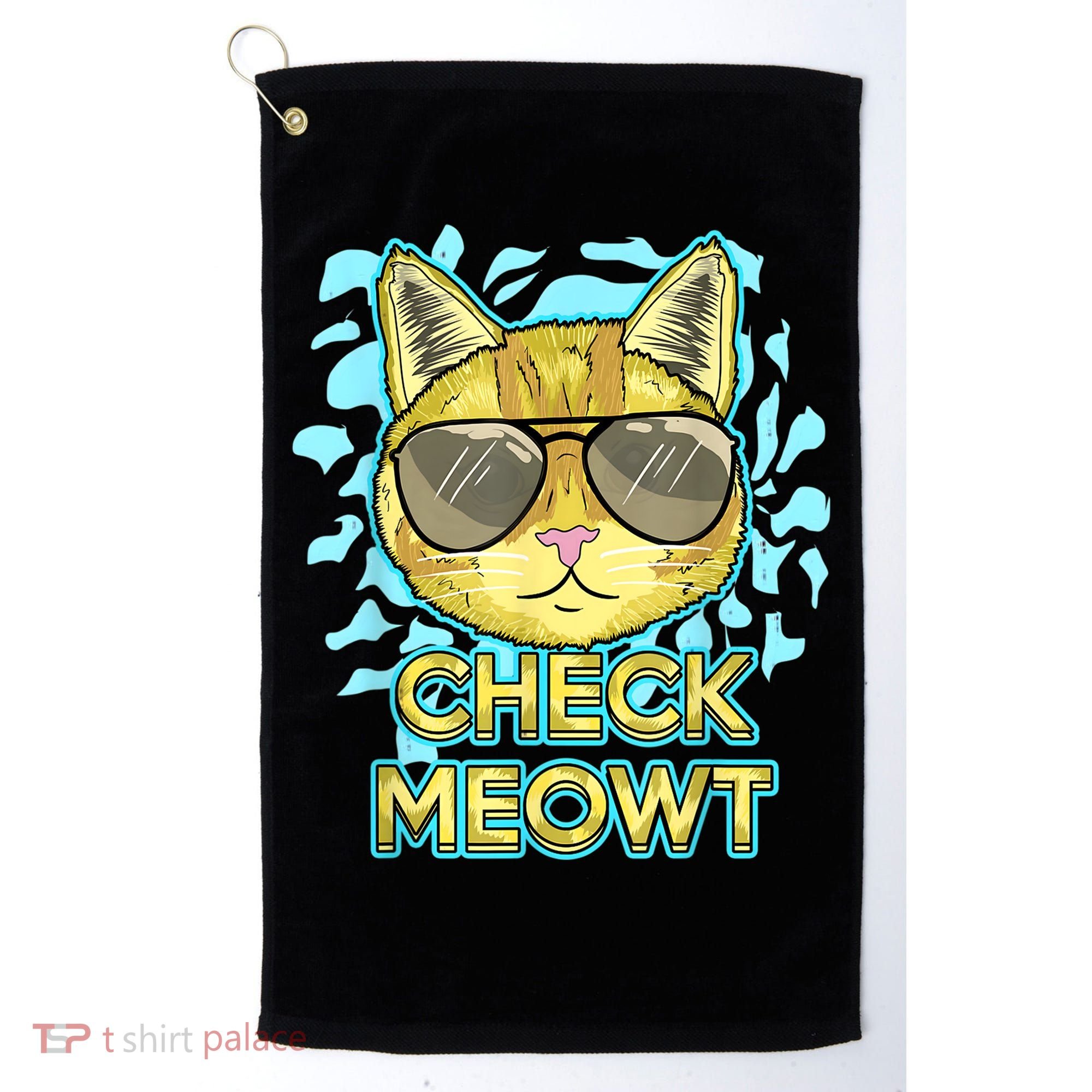 Funny Flirty Cat Pun Humor Cool Kitten Love Check Meowt Golf Towel