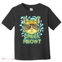 Funny Flirty Cat Pun Humor Cool Kitten Love Check Meowt Toddler T-Shirt thumb 0
