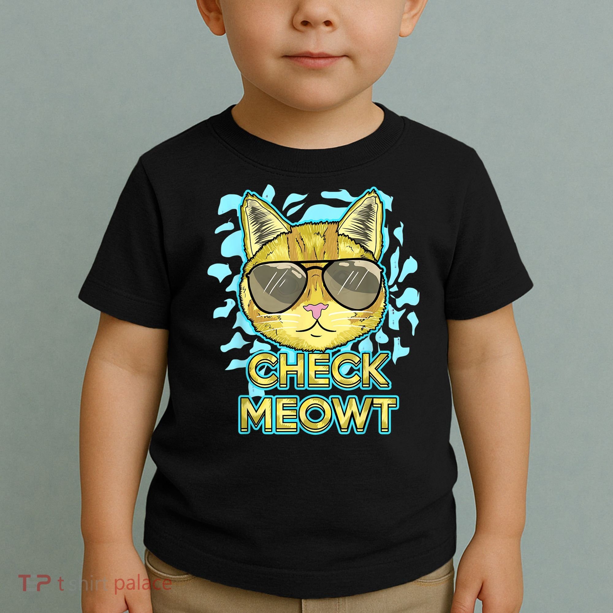 Funny Flirty Cat Pun Humor Cool Kitten Love Check Meowt Toddler T-Shirt